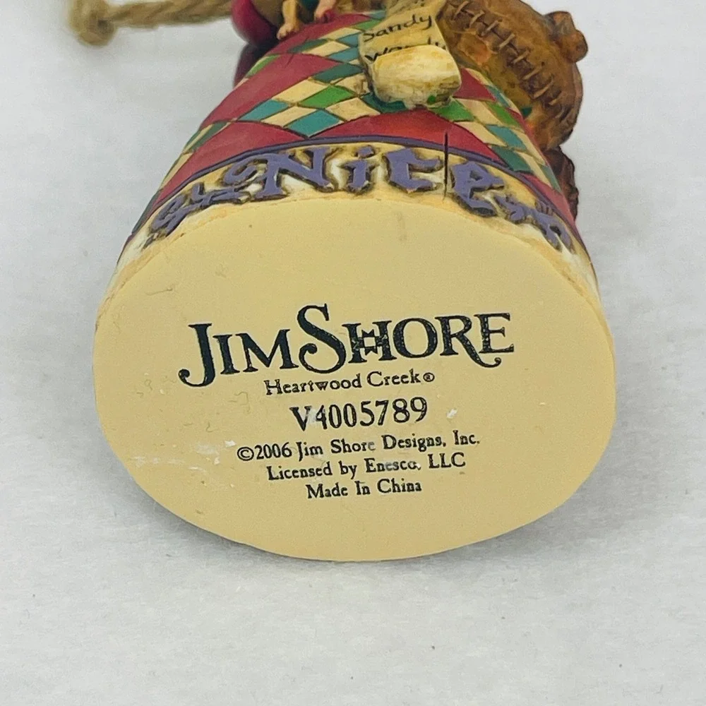 Jim Shore Heartwood Creek Naughty Nice Santa Ornament 2006 Red Green 4.5in